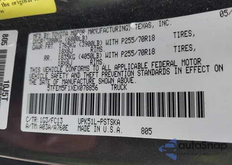 2014 Toyota Tundra Sr5 4.6L V8 z USA, uszkodzony, nr VIN 5TFEM5F1XEX078856